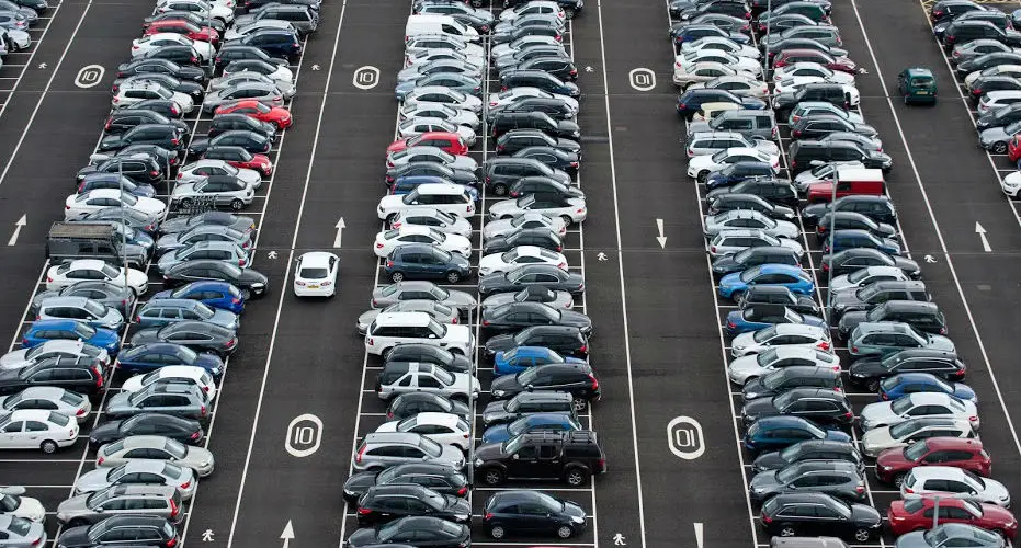 Cars parked in a car park